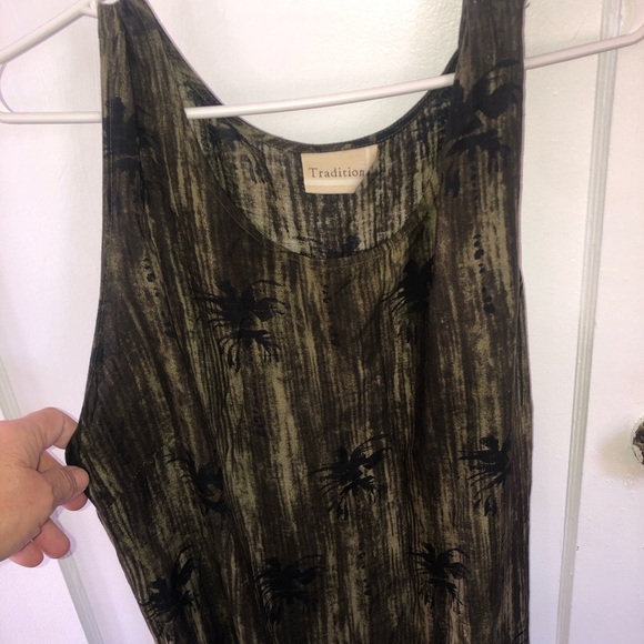 Vintage Tradition earthy Toned Maxi Dress with Floral Hem with over shirt - Picture 4 of 10